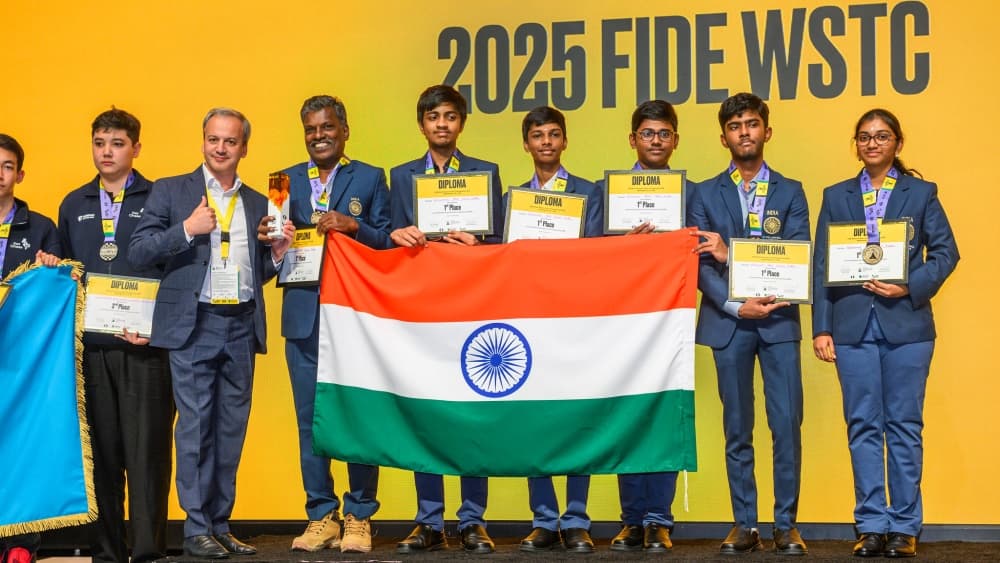 Velammal Chess Academy students at the 2025 FIDE WSTC event